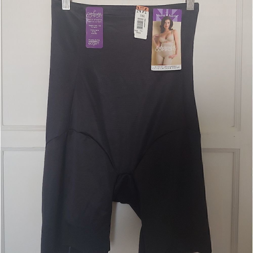 Naomi & Nicole Shapewear Women's High Waist Thigh Slimmer Black Size 3X NWT